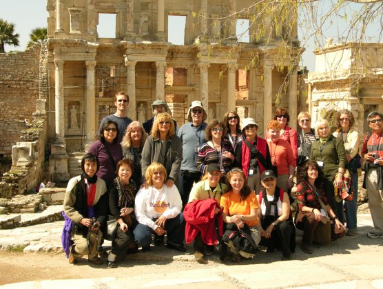 Ephesus, Turkey: tour group with Library of Celcius