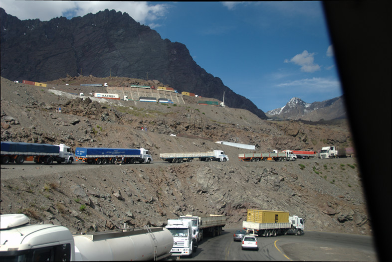 Chilean Andes: Eastbound trucks