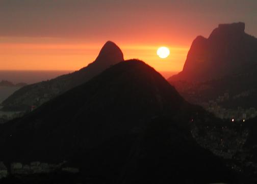 Rio de Janeiro, Brazil: Sunset behind Corcovado