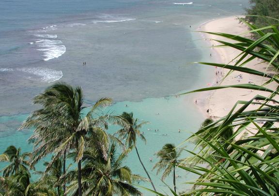 Kauai, Hawaii: Ke'e Beach seen from Kalalau Trail