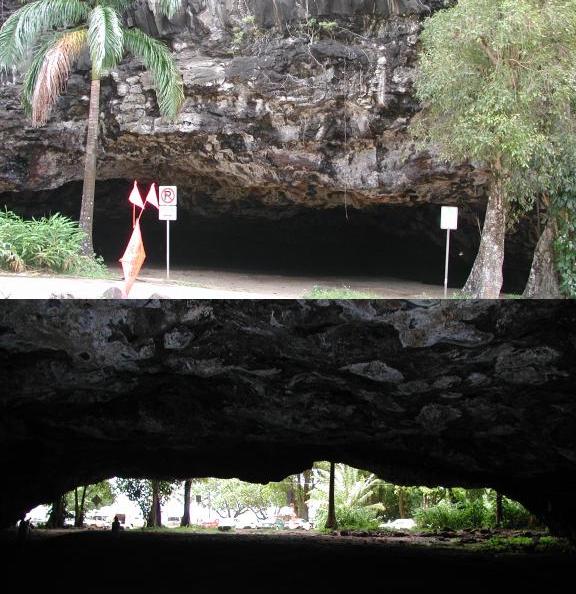 Kauai, Hawaii: Cave at Haena Beach, viewed from outside and inside