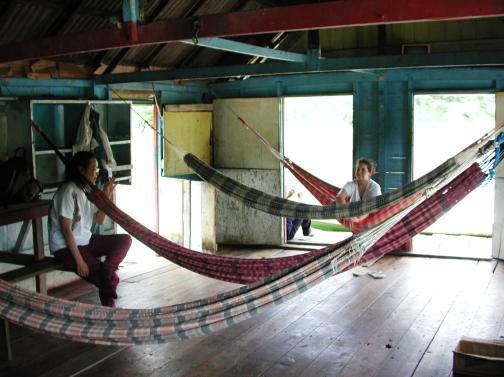 Araca River, Brazil: Hammocks in a River House