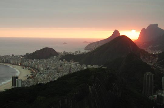 Rio de Janeiro, Brazil: Sunset behind Corcovado