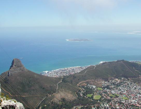 Cape Town, South Africa: Robben Island seen from Table Mountain